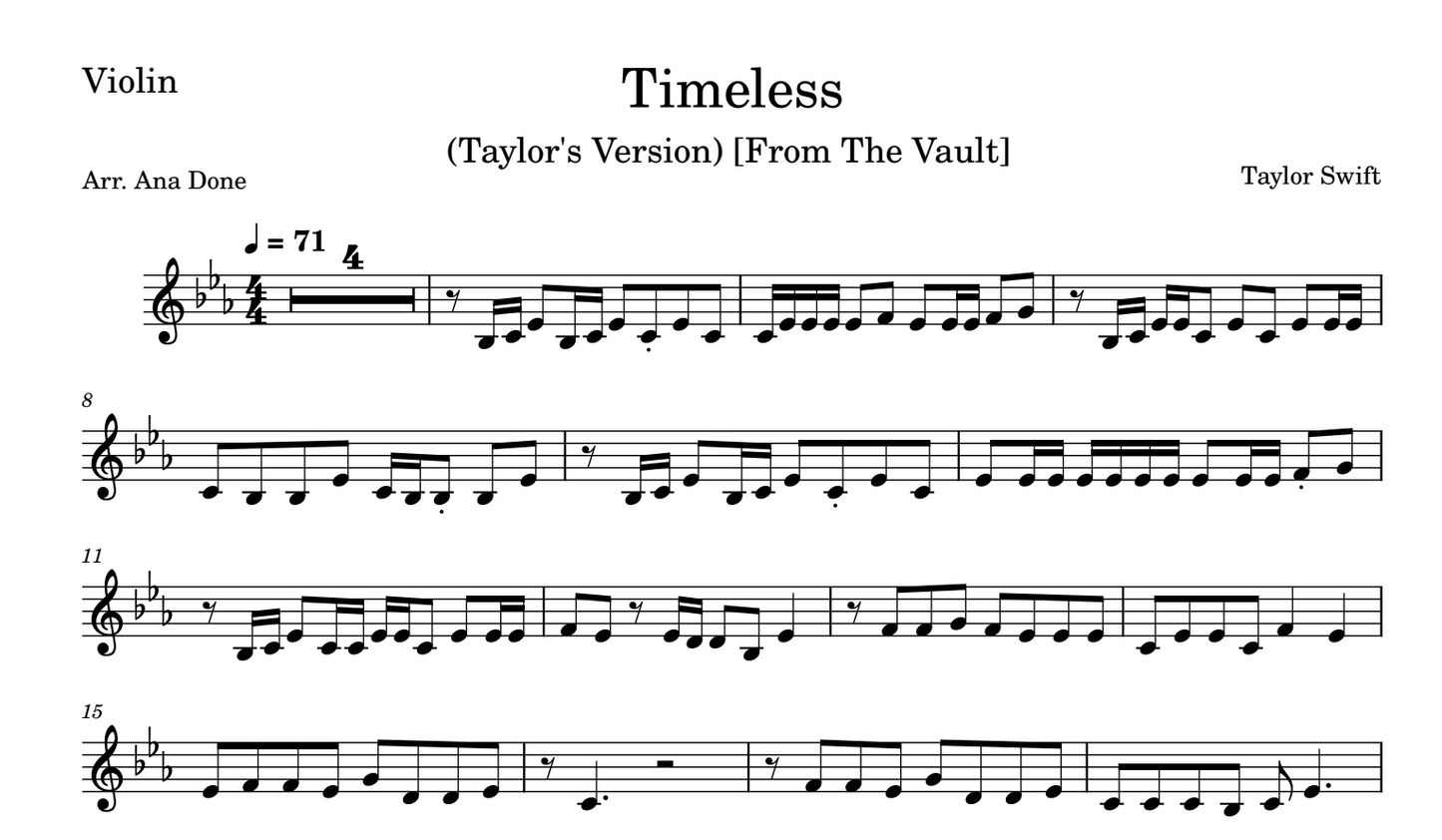 Timeless (Violin Sheet Music)
