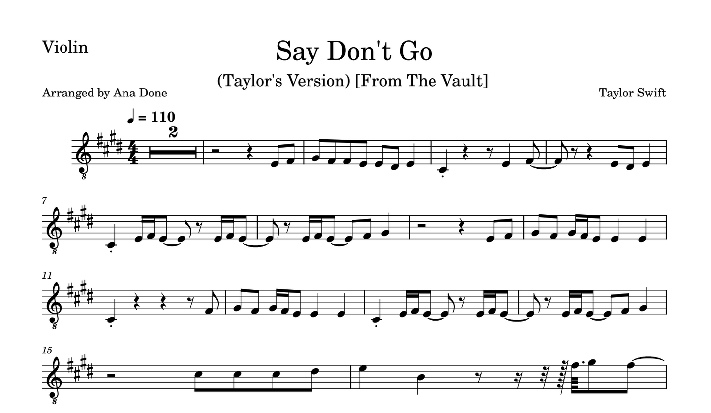 Say Don't Go (Violin Sheet Music)