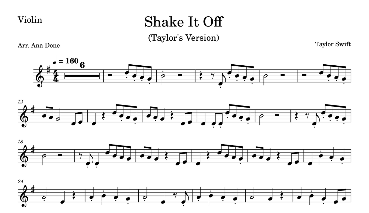 Shake It Off (Violin Sheet Music)