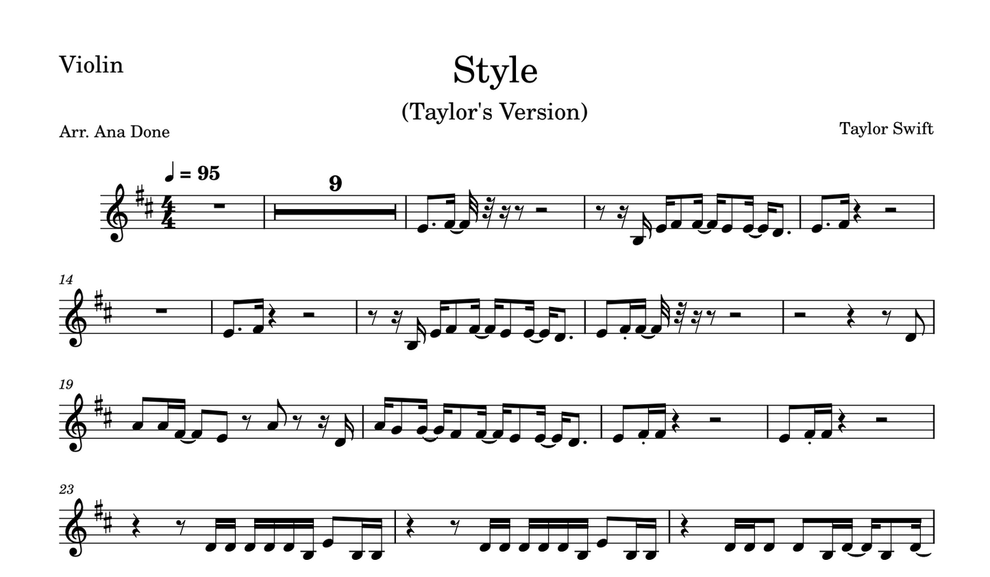 Style (Violin Sheet Music)