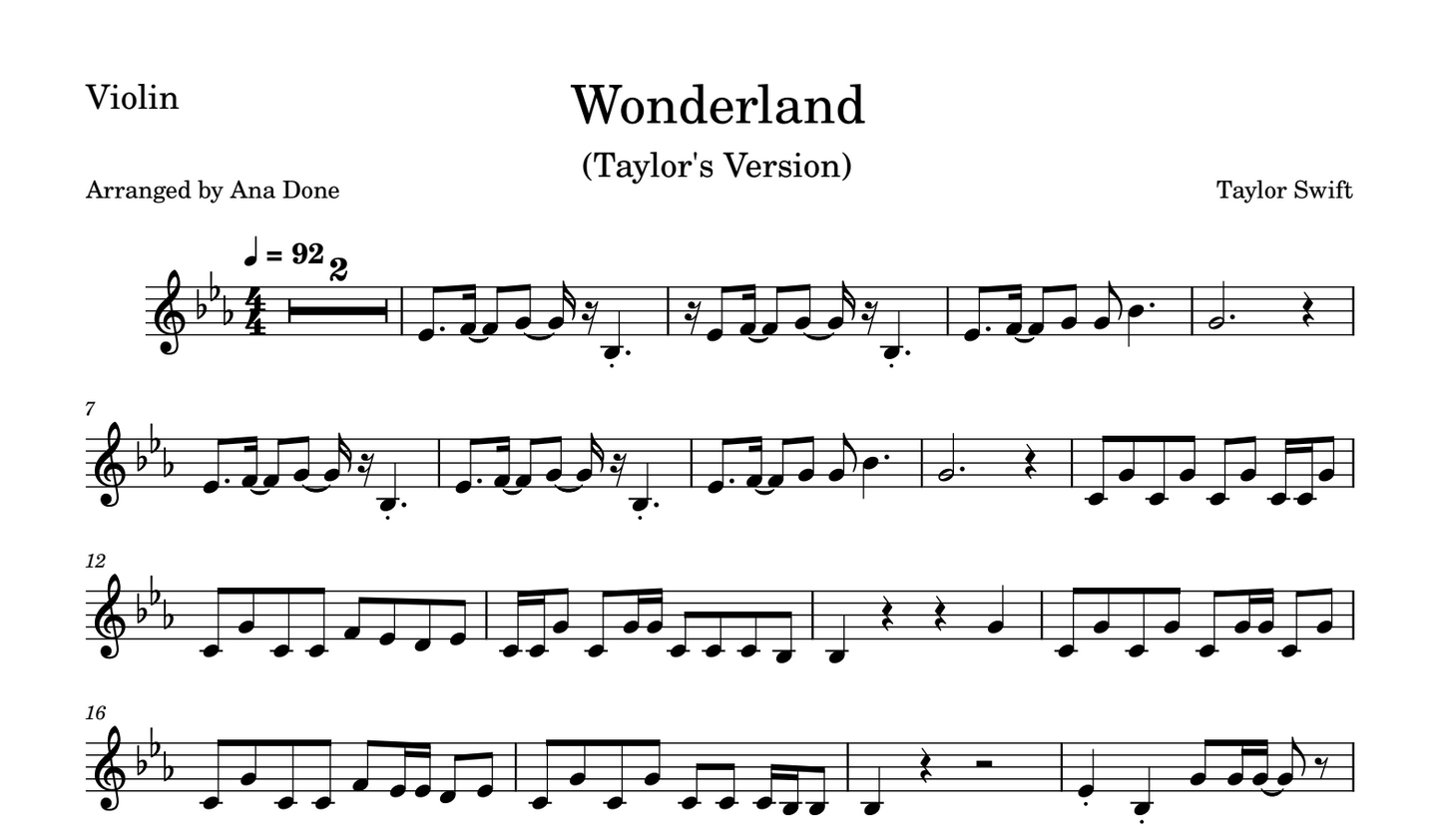 Wonderland (Violin Sheet Music)