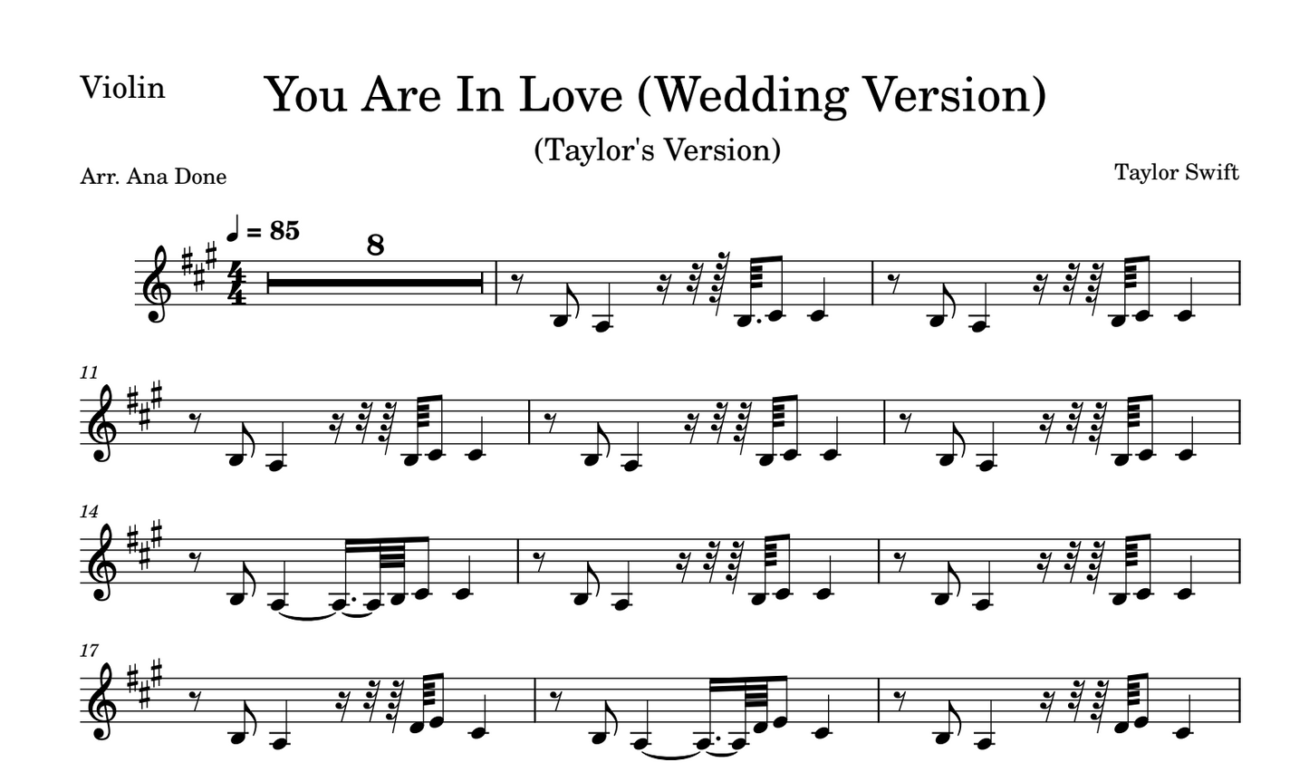 You Are In Love (Violin Sheet Music)
