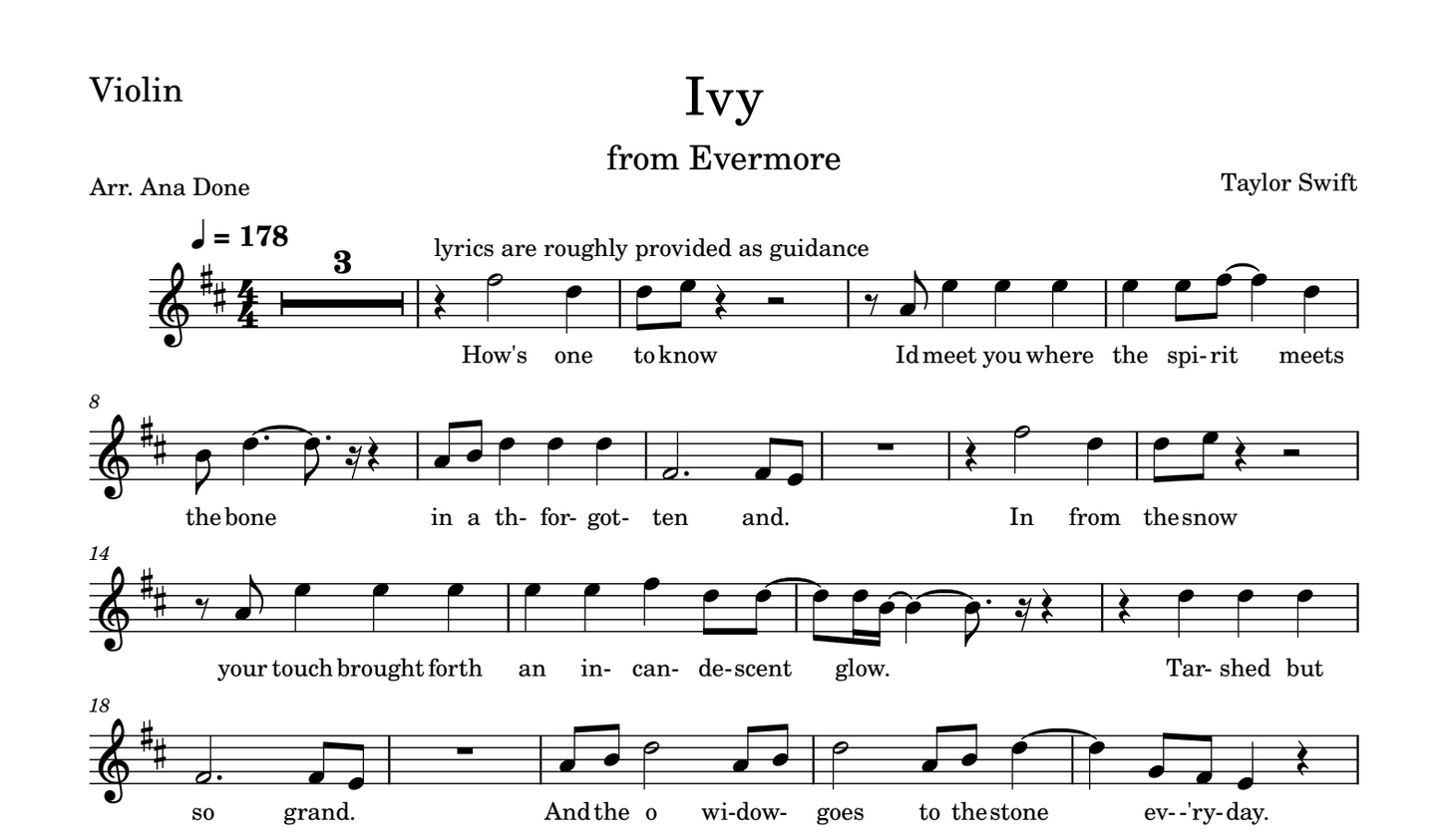 Ivy (Violin Sheet Music)