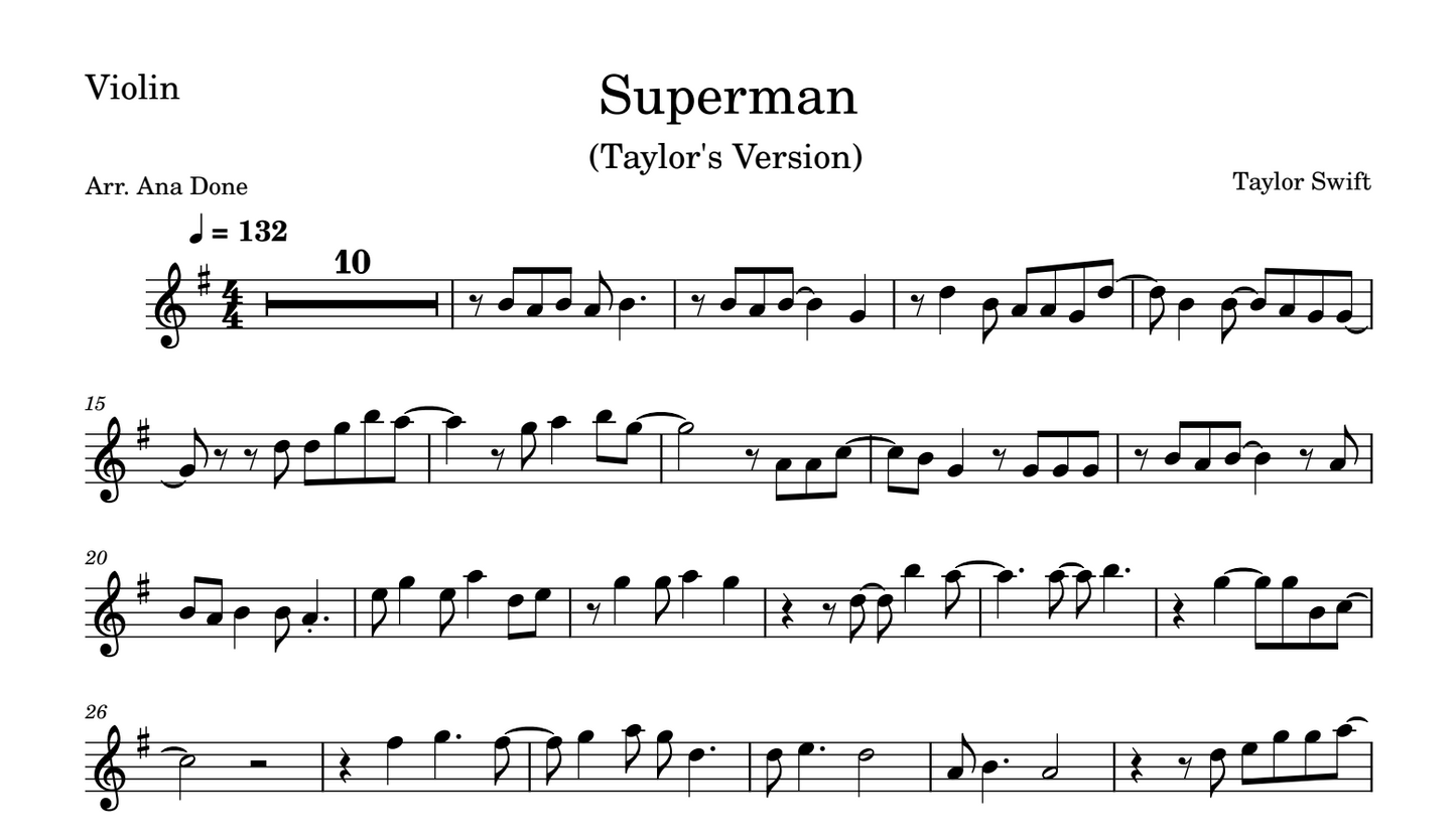 Superman (Violin Sheet Music)