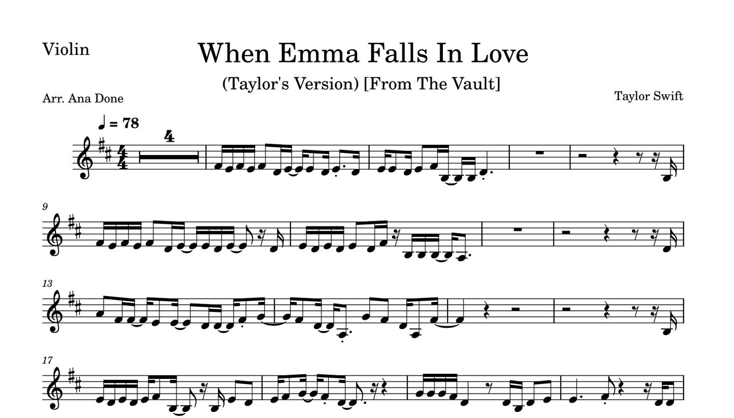 When Emma Falls in Love (Violin Sheet Music)