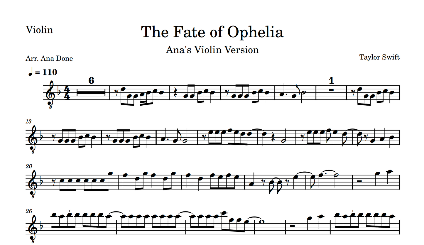 The Fate of Ophelia (Violin Sheet Music)