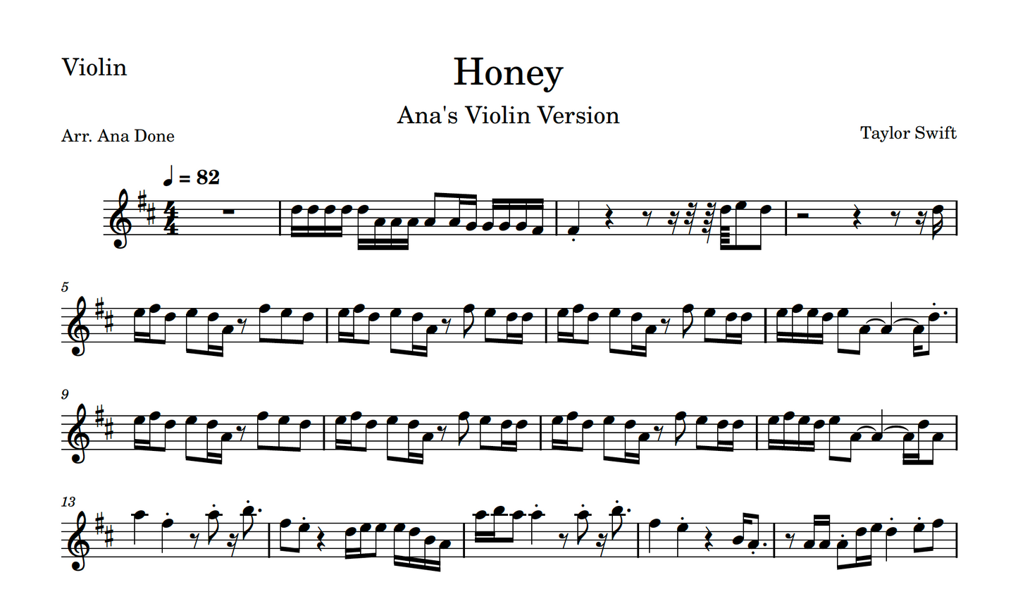 Honey (Violin Sheet Music)