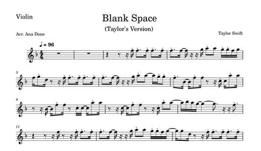 Blank Space (Violin Sheet Music)