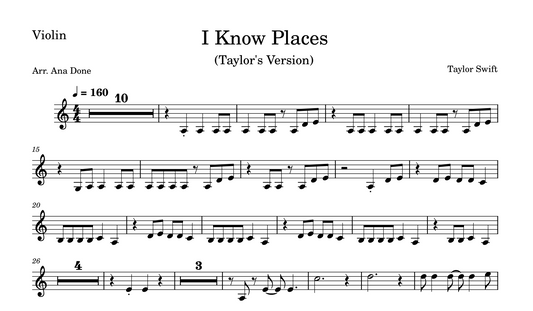 I Know Places (Violin Sheet Music)