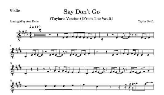 Say Don't Go (Violin Sheet Music)