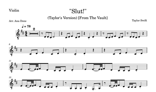 Slut (Violin Sheet Music)