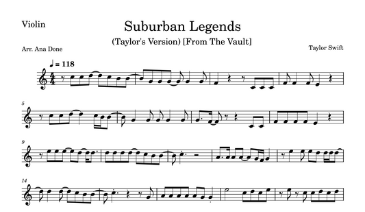 Suburban Legends (Violin Sheet Music)