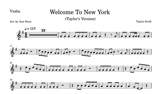 Welcome To New York (Violin Sheet Music)