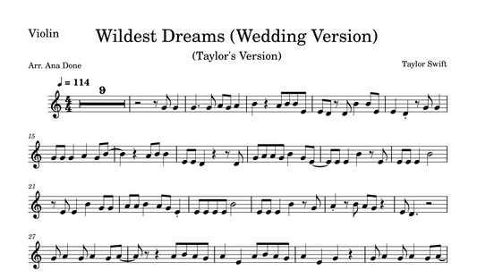 Wildest Dreams (Violin Sheet Music)
