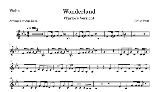 Wonderland (Violin Sheet Music)