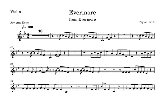 Evermore (Bb Violin Sheet Music)