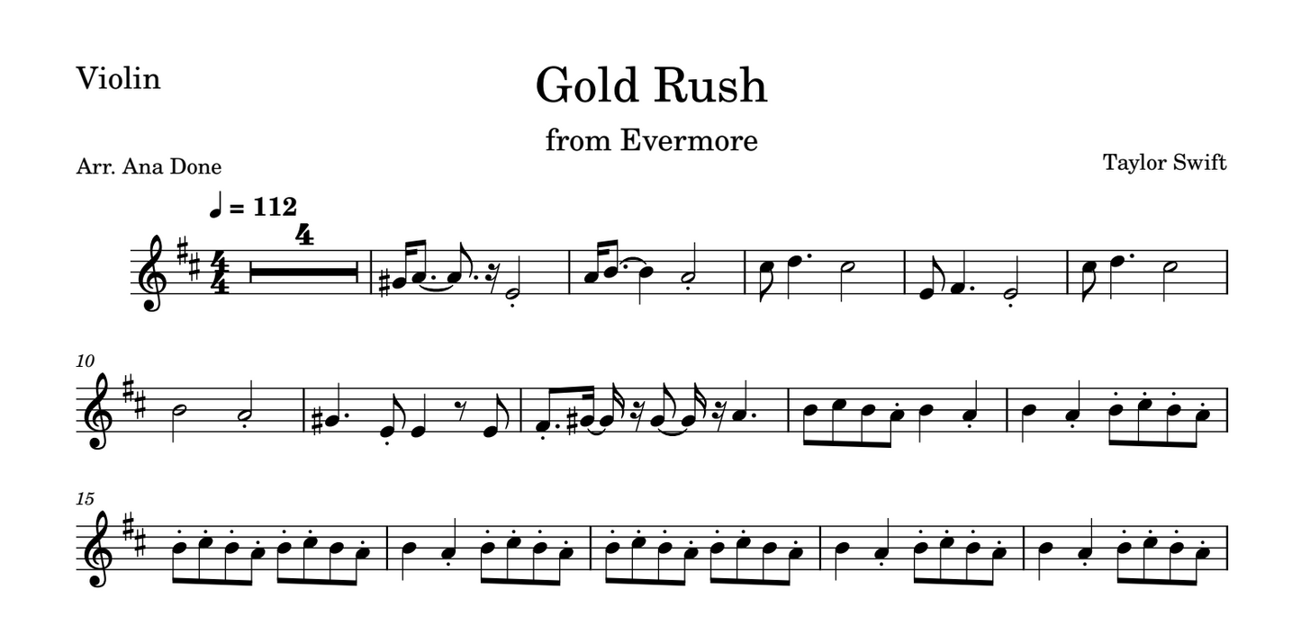 Gold Rush (Violin Sheet Music)