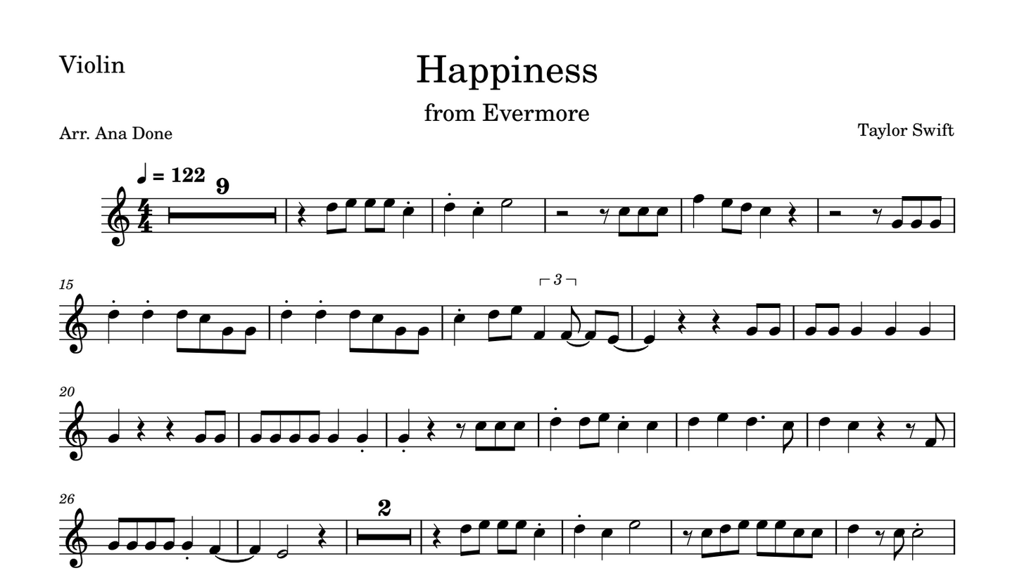 Happiness (Violin Sheet Music)