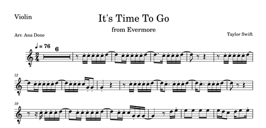 It's Time To Go (Violin Sheet Music)