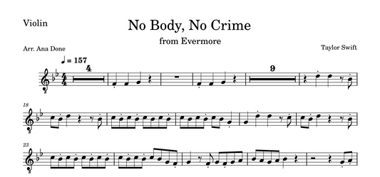 No Body, No Crime (Violin Sheet Music)