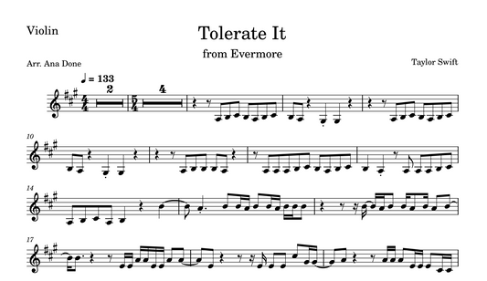 Tolerate It (Violin Sheet Music)