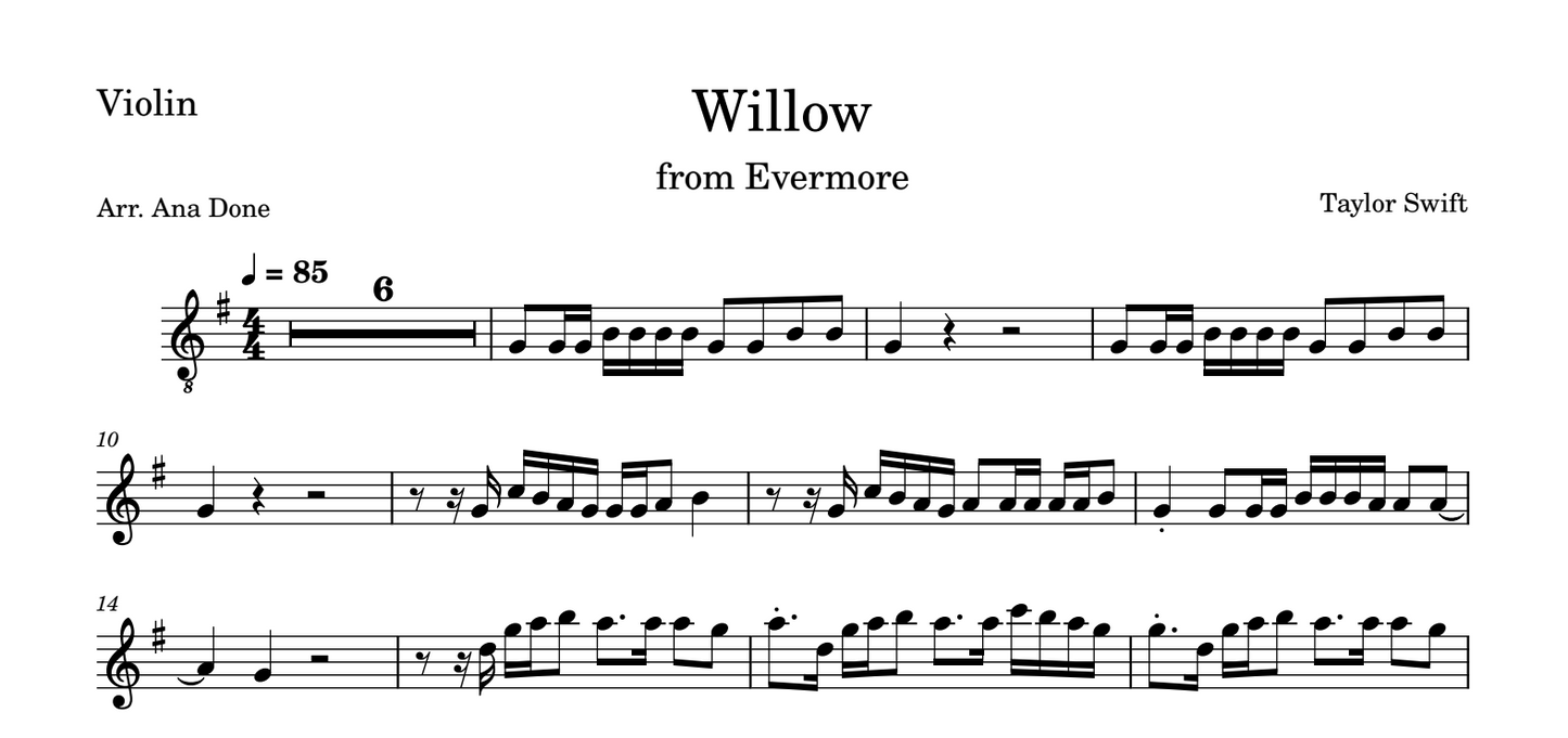 Willow (Violin Sheet Music)