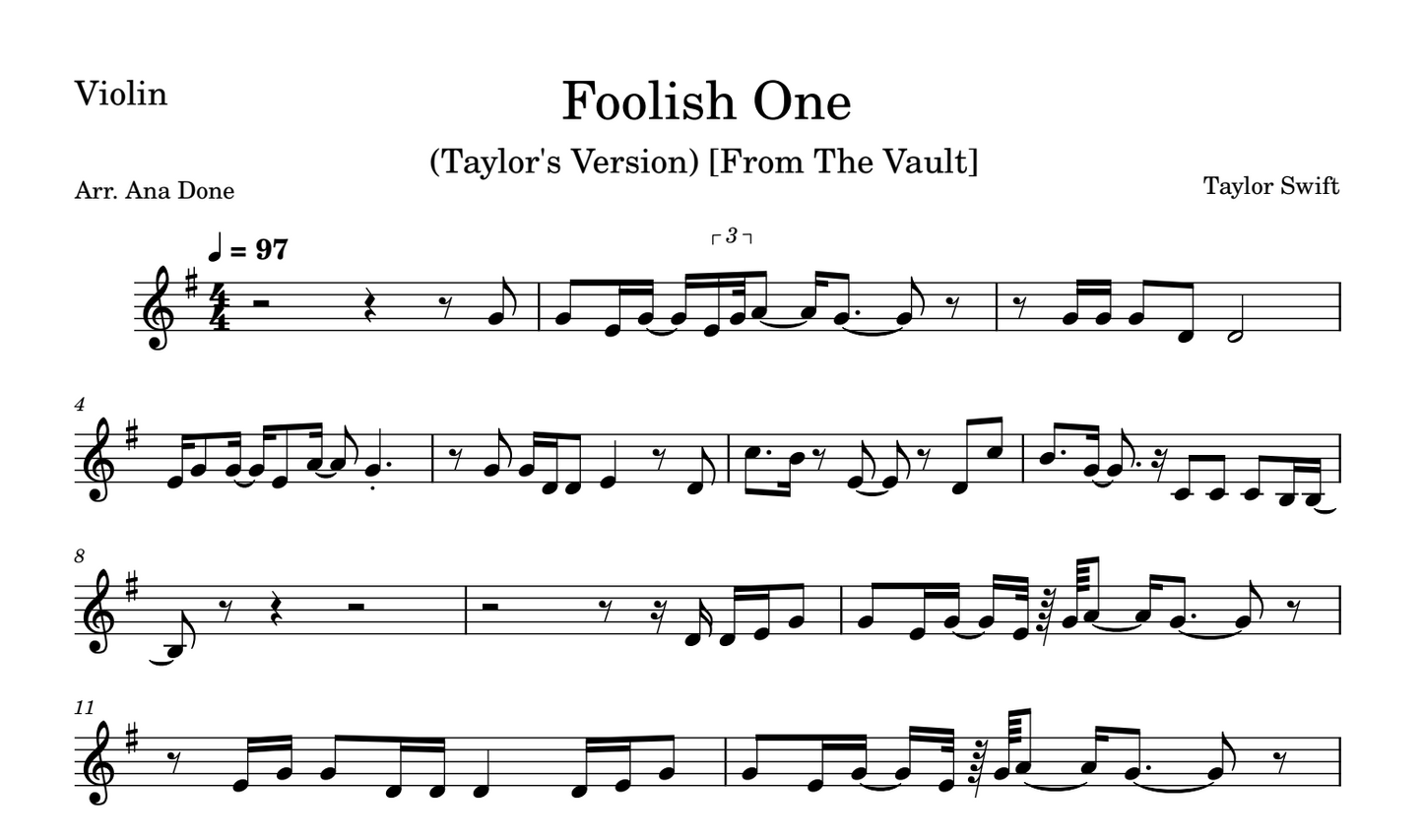 Foolish One (Violin Sheet Music)