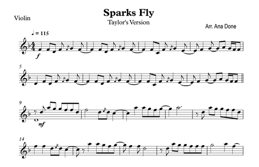 Sparks Fly (Violin Sheet Music)