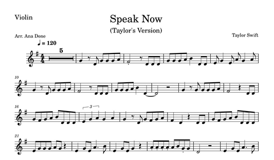 Speak Now (Violin Sheet Music)