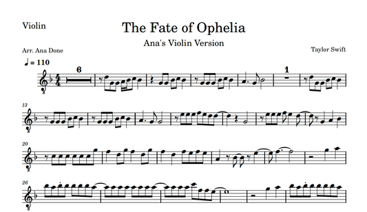 The Fate of Ophelia (Violin Sheet Music)