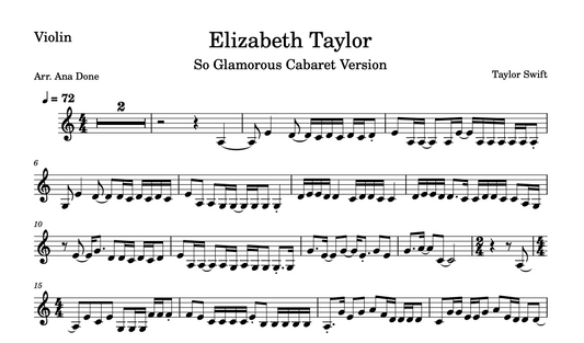 Elizabeth Taylor (So Glamorous Cabaret Violin Sheet Music)