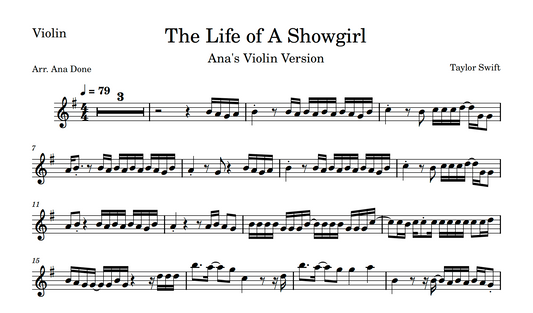The Life of a Showgirl (Violin Sheet Music)
